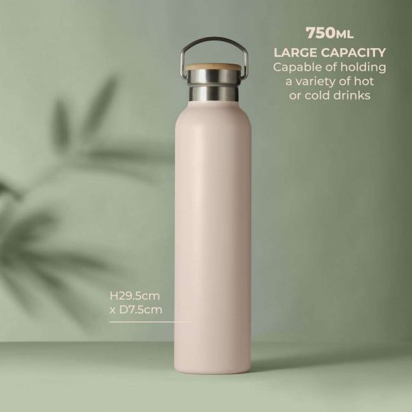 Hydration Bottle with Eco Friendly Bamboo Lid 750ml - Pink